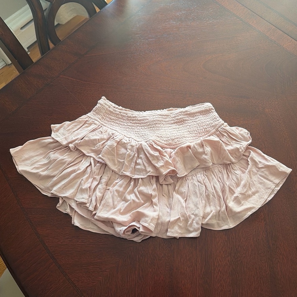 Ruffled Pink Layered Mini Skirt